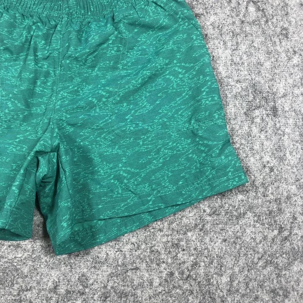 Columbia Swim Shorts Mens Small Green Geometric Print Drawstring Lined Trunks